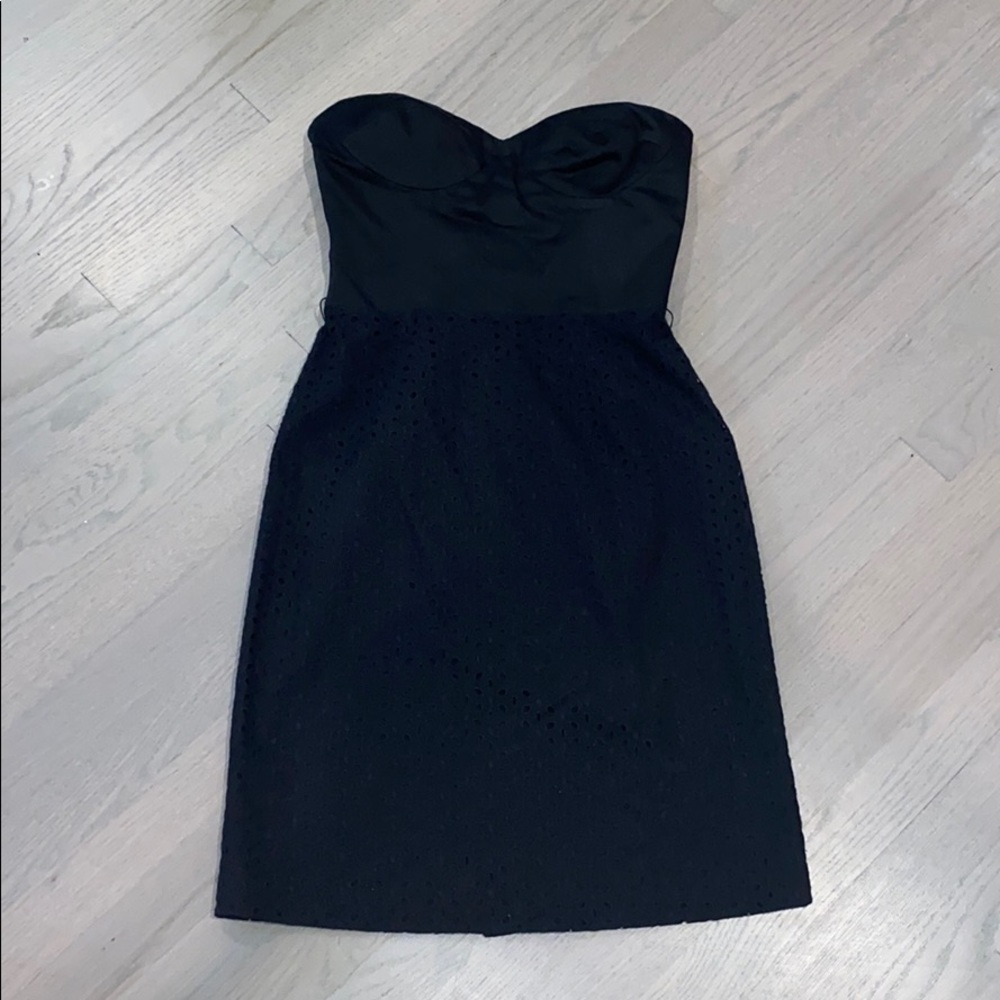 Cache Bustier Black Eyelet Dress Sz 4